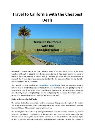 Cheap Flights to California from ₱17,627 .
